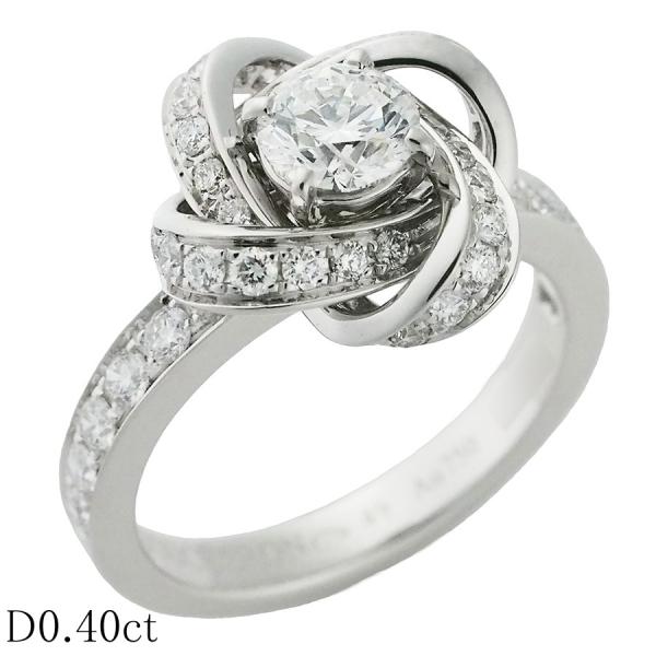 ブシュロン F-VVS1-EX ダイヤモンド/0.40ct ピヴォワンヌ ソリテール リング K18...