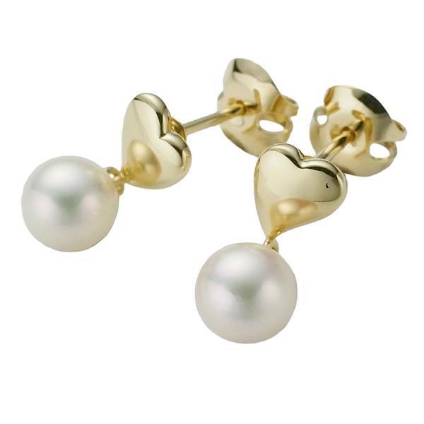 ミキモト パール/6.0mm ハートモチーフ ピアス K18YG