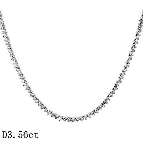 ダイヤモンド/3.56ct テニス ネックレス K18WG