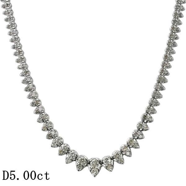 ダイヤモンド/5.00ct デザイン ネックレス K18WG