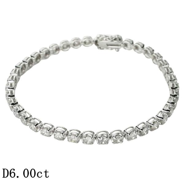 ダイヤモンド/6.00ct テニス ブレスレット K14WG