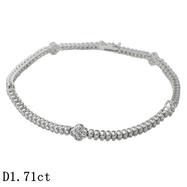 ダイヤモンド/1.71ct フラワーモチーフ ブレスレット K14WG