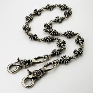 クロムハーツ Chromehearts CROSS LONG WALLET CHAIN 2クリップ カットアウトCHプラス ロングウォレットチェーン SV925【RB】