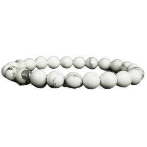 20mm 水晶金彫り四神獣＆ホワイトハウライト 大玉ブレスレット 数珠