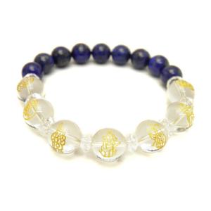 水晶 金彫り 七福神12mm＆モリオン/黒水晶10mm玉オリジナル
