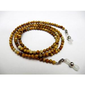 水晶 3A ＆ブラックルチルクォーツ 4mm玉 デザインメガネチェーン 眼鏡