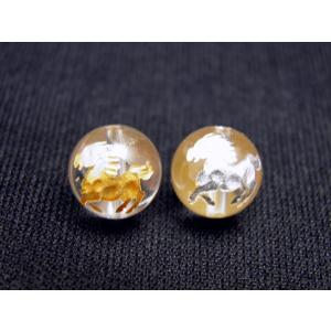 九尾の狐 手彫り玉 水晶 12mm 素彫り 彫刻 一粒売りビーズ 天然石