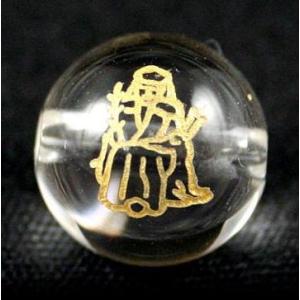 七福神 水晶 金色入り レーザー彫 7粒セット No.002 14mmセット 彫刻