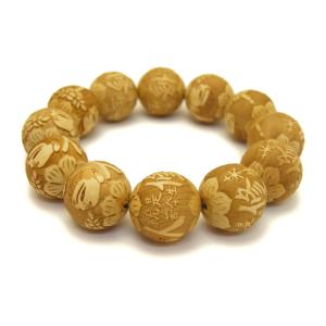 浮彫 梵天・帝釈天 四天王セット 12mm 柘植 横穴 穴あり六粒売りビーズ