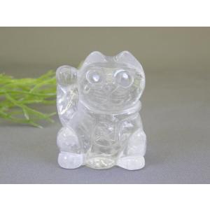 ローズクォーツ 招き猫 置物 左手招き 福運 天然石 パワーストーン