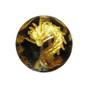九頭龍 水晶 金色入り 12mm 彫刻 一粒売りビーズ 天然石