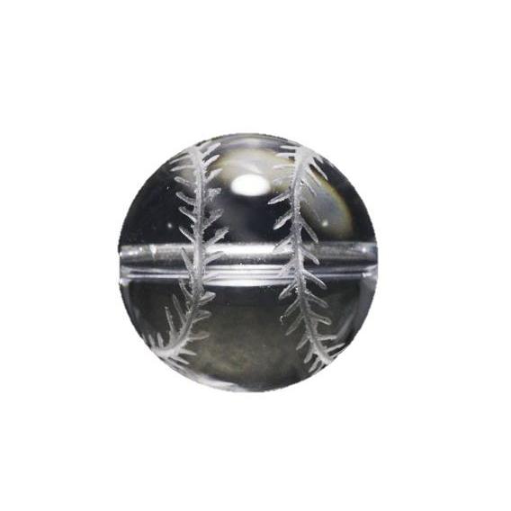 野球ボール 水晶 貫通穴 12mm 彫刻 一粒売りビーズ ブラジル産 風水 天然石 パワーストーン