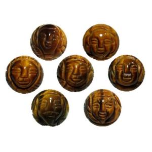 七福神 水晶 手彫り玉セット 14mmセット 彫刻ビーズ 天然石