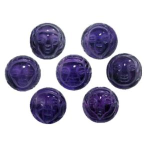 七福神 カラー虎目石 立体手彫り玉セット 12mmセット 彫刻ビーズ