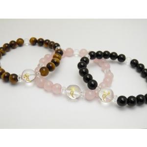 ベイ 毘沙門天 水晶 金色入り 梵字玉 12mm ブレスレット 天然石 パワーストーン プチギフト ...