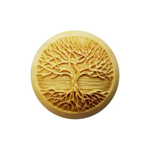 生命の樹 柘植玉 彫刻ビーズ 横穴 15mm 穴あり一粒売りビーズ