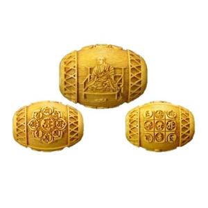 風神雷神 柘植玉 彫刻ビーズ 縦穴 18mm 穴あり一粒売りビーズ 約3.5mm