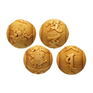 風神雷神 柘植玉 彫刻ビーズ 縦穴 18mm 穴あり一粒売りビーズ 約3.5mm