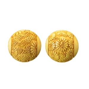 風神雷神 柘植玉 彫刻 15mm 革紐ストラップ : Imperialaura - 通販