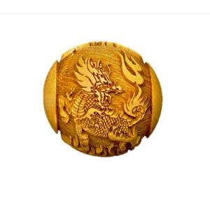 風神雷神 柘植玉 彫刻ビーズ 縦穴 18mm 穴あり一粒売りビーズ 約3.5mm