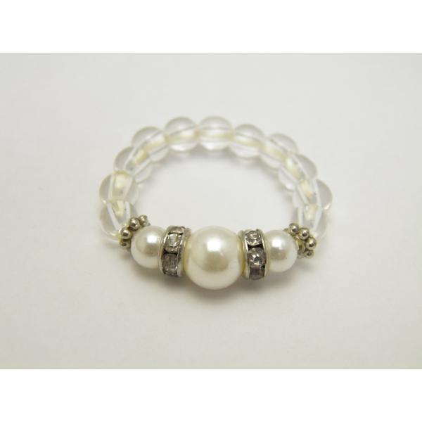 丸玉ビーズリング フリーサイズ 貝パール リング 指輪 パワーストーン