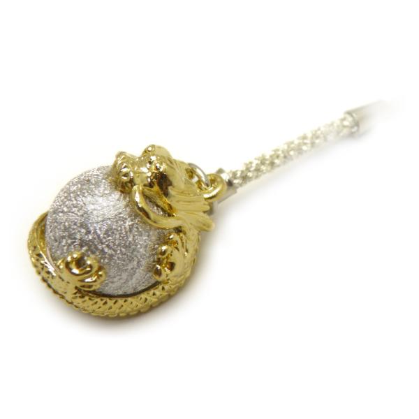 ゴールド＆シルバー 水琴鈴 ストラップ 宝珠 鈴 黄金龍神 根付 龍 ストラップ 縁起物 お守り プ...