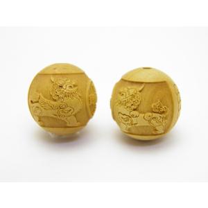 貔貅 ヒキュウ 柘植玉 12mm 穴あり一粒売りビーズ