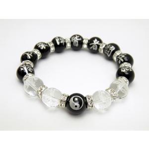 高級四神獣シリーズ 四神獣ブレスレット 水晶彫り 12mm玉 青龍・朱雀