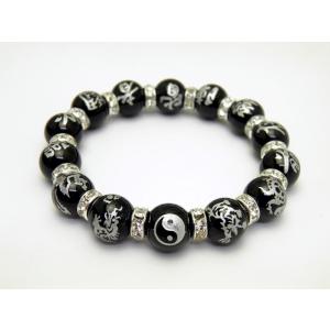 陰陽太極図 水晶・オニキス10mm玉 1粒売り 天然石