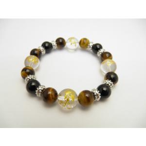 ピンク彫四神水晶10mm×ローズクォーツ8mm×オーロラクォーツ