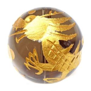 龍神 スモーキークォーツ 金彫り 15mm 彫刻 一粒売りビーズ 天然石