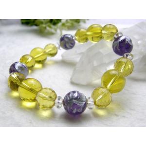 アメジスト銀龍彫り シトリン＆水晶 ブレスレット 数珠 ブレスレット レディース＆メンズ 天然石 風...