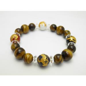 銀彫り 水晶九字護身数珠「陰陽太極図」オニキス「四神獣」最強護身