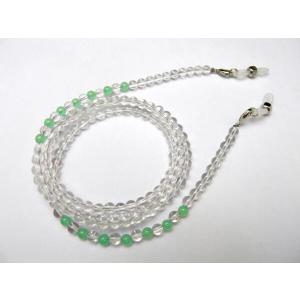 水晶 3A ＆ブラックルチルクォーツ 4mm玉 デザインメガネチェーン 眼鏡