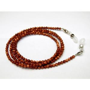 水晶 3A ＆ブラックルチルクォーツ 4mm玉 デザインメガネチェーン 眼鏡