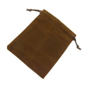 ポーチ 大サイズ ダークブラウン 高級感たっぷりのスエードタッチ巾着袋（長方形型） 1枚売り アクセサリーや小物入れに