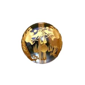 タイガーアイ18mm 金彫り 五爪龍 彫刻 一粒売りビーズ 天然石 