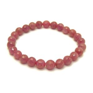 ミャンマー産 ルビーブレスレット 紅玉 8.5-9mm珠 数珠 カット