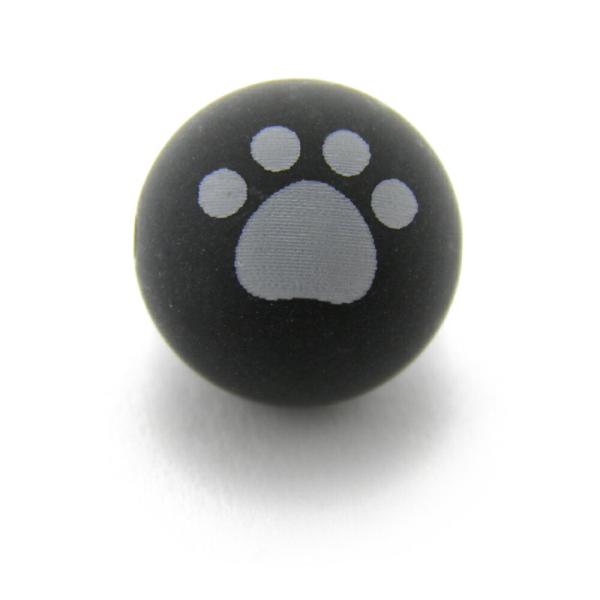 猫の足跡 猫の肉球ビーズ フロストオニキス 10mm玉 素彫り レーザー彫刻ビーズ・彫りビーズ 天然...