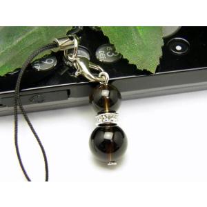 パワーストーン モリオン(黒水晶) ひょうたん ストラップ ...