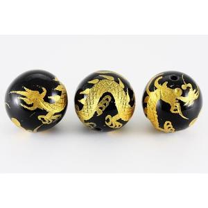 タイガーアイ18mm 金彫り 五爪龍 彫刻 一粒売りビーズ 天然石 