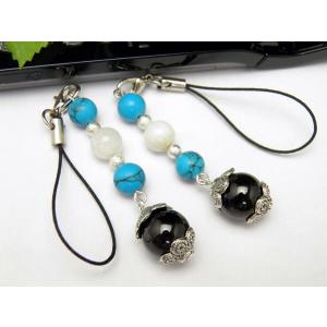 ペアストラップ 遠距離恋愛のお守り ガーネット・ターコイズ・ムーン