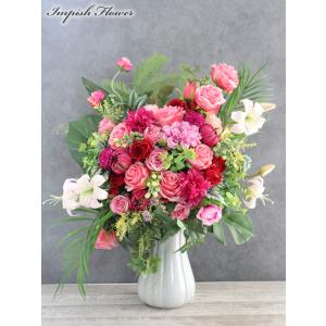 造花 インテリア 大きい バラ アーティフィシャルフラワー 高級 おしゃれ フラワーアレンジメント ...