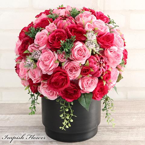 バラ 造花 インテリア 大きい アーティフィシャルフラワー 高級 おしゃれ フラワーアレンジメント ...