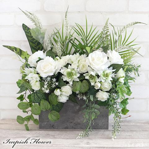 バラ 造花 インテリア 白 大きい アーティフィシャルフラワー 大型 高級 おしゃれ フラワーアレン...