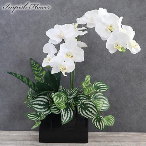 造花 インテリア 胡蝶蘭 アレンジメント 卓上 高級造花 開店祝い 新築祝い アートフラワー M-4...