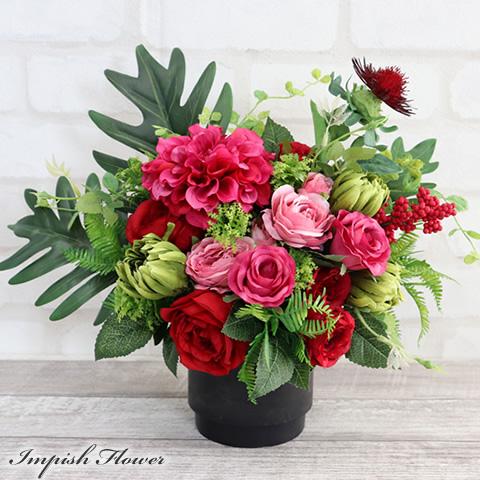 造花 インテリア 卓上 フラワーアレンジメント アーティフィシャルフラワー 高級 アレンジメント 豪...