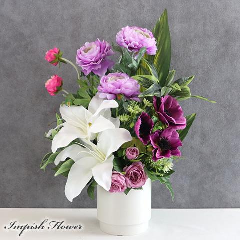 造花 仏花 お供え花 インテリア 卓上 フラワーアレンジメント アーティフィシャルフラワー 高級 ア...