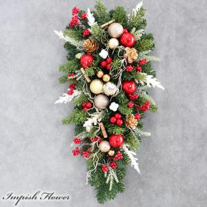 クリスマスリース 玄関 特大 55cm 豪華 造花 クリスマス リース 赤