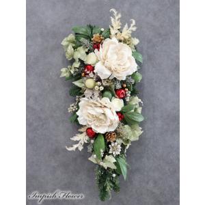 クリスマススワッグ 造花 壁掛け 豪華 クリスマスリース スワッグ 花 玄関 W-1017